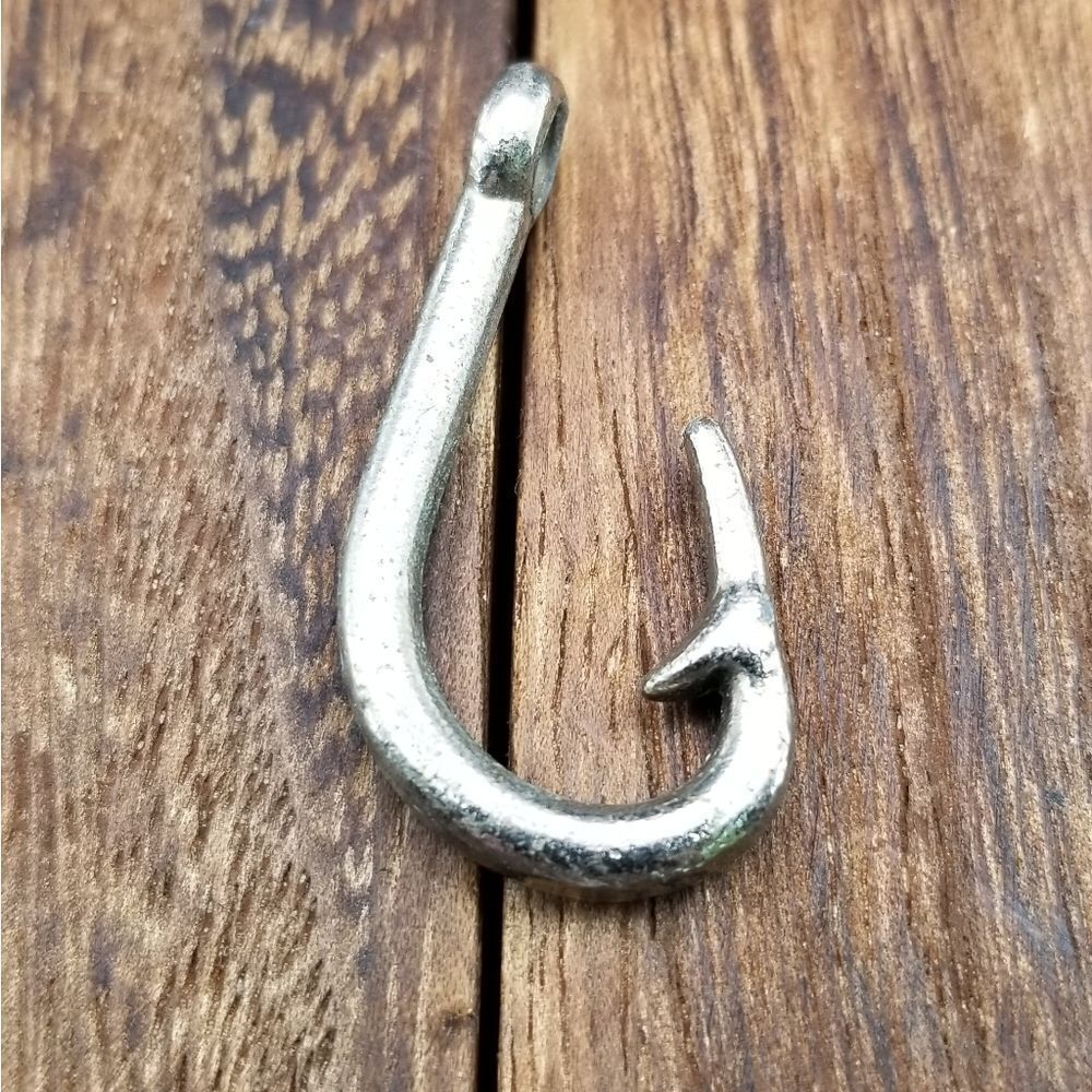 Silver fishhook fisherman necklace pendant P211